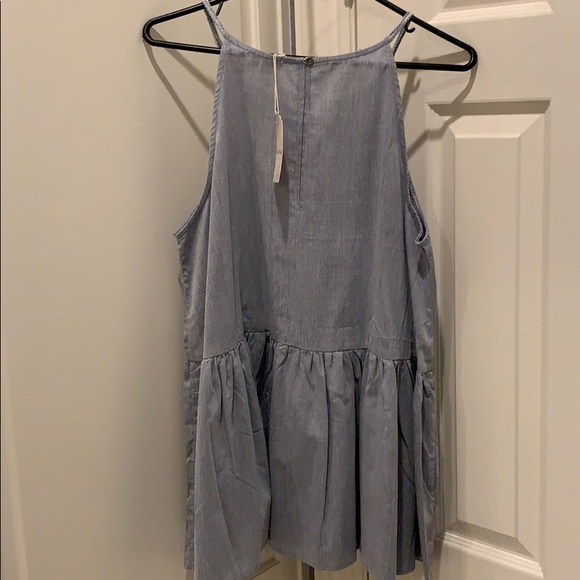 Hem and thread blue and white thin striped tank L - Picture 6 of 7